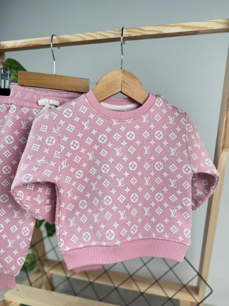 Baskılı 3 İp Unisex Kışlık Bebek/Çocuk İkili Takım - PEMBE