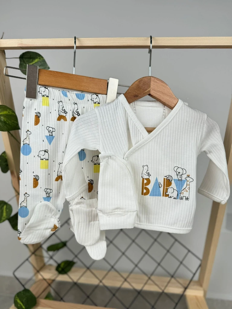 Baby Animal Desenli Yenidoğan 5'li Set - RENKLİ