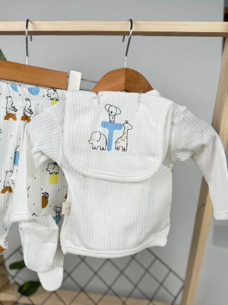 Baby Animal Desenli Yenidoğan 5'li Set - RENKLİ