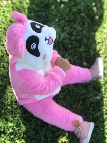 Welsoft Peluş Kız Fermuarlı Panda Bebek Uyku Tulumu - PEMBE