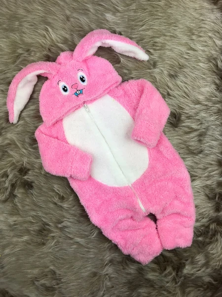 Welsoft Peluş Unisex Fermuarlı Tavşan Bebek Uyku Tulumu - PEMBE