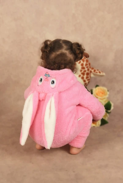 Welsoft Peluş Unisex Fermuarlı Tavşan Bebek Uyku Tulumu - PEMBE