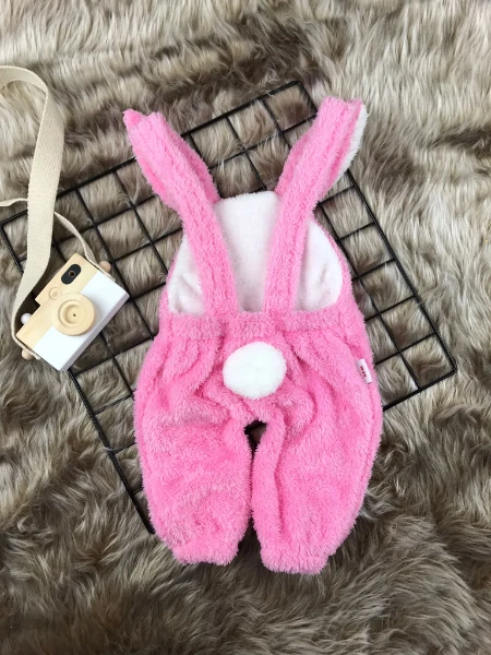 Welsoft Peluş Unisex Tavşan Salopet Bebek Tulum - PEMBE